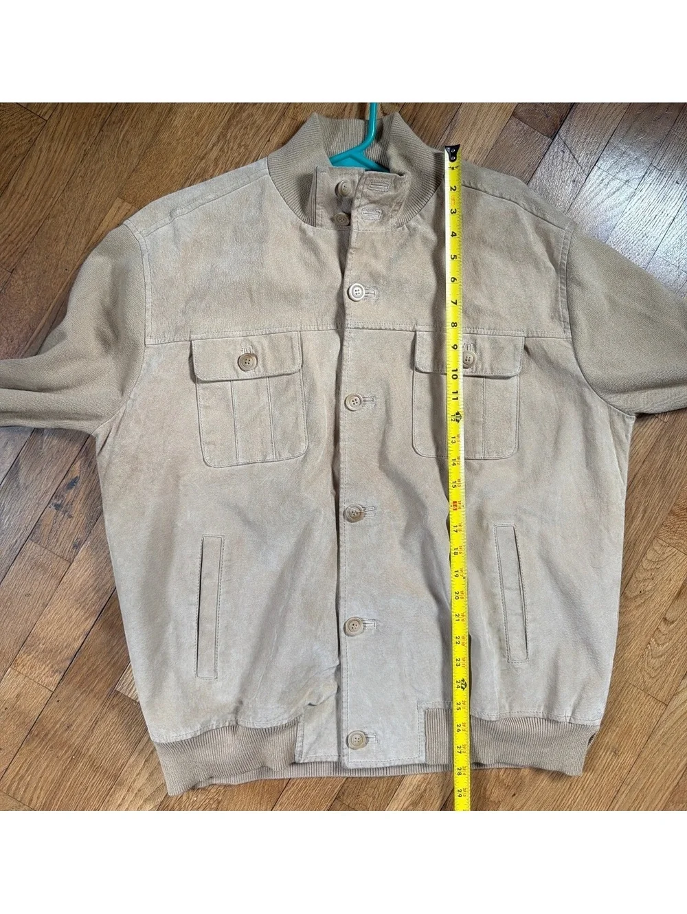 XL - Men - Perry Ellis Premium Beige Suede Knit Bomber